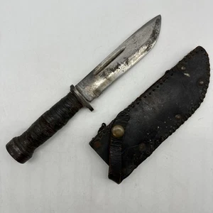 Vintage WWII Cattaraugus 225Q Quartermaster Fighting Knife with Belt Sheath - Picture 1 of 16
