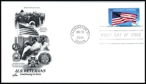 2001 Honoring Veterans Sc 3508 FDC ArtCraft Continuing to Serve U.S. Flag 34c - Picture 1 of 1