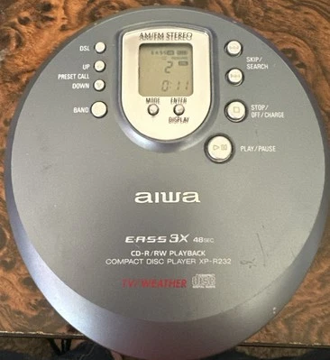 CD player portátil Aiwa EASS 3X CD-R/RW reprodução prata vermelho XP-V710C testado - Imagem 1 de 4