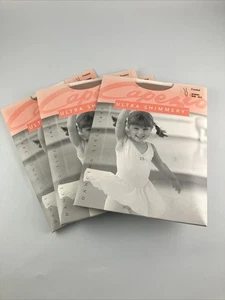 (Paquete de 3) Nuevas Medias de Ballet Capezio Ultra Brillantes Pie bronceado - Talla M/S - Imagen 1 de 3