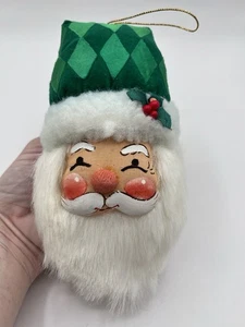 VTG Santa Christmas Santa Painted Face Fabric 6.5” Tall - Picture 1 of 7