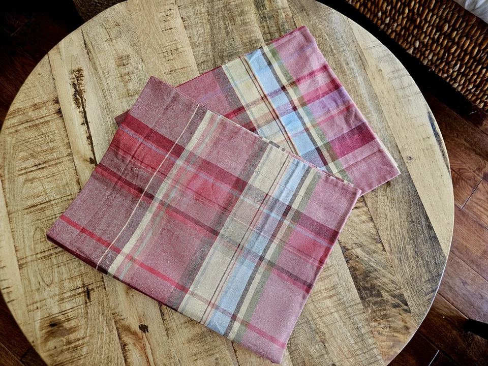 Conjunto de 2 fronhas de travesseiro Pottery Barn xadrez linho aposentado 26x20 - Imagem 1 de 4