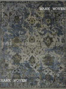 8x10 ft. Handmade Blue/Silver Transitional Floral Oushak Living Room Carpet - Picture 1 of 9