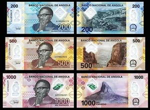 Angola 3 Stück UNC Set, 200 500 1000 Kwanzas 2020, P - Neu - Bild 1 von 6