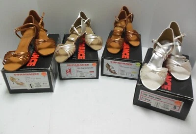 Supadance Ballroom shoes #1066 satin white dark tan Ladies sizes $170 retail - Image 1 of 4