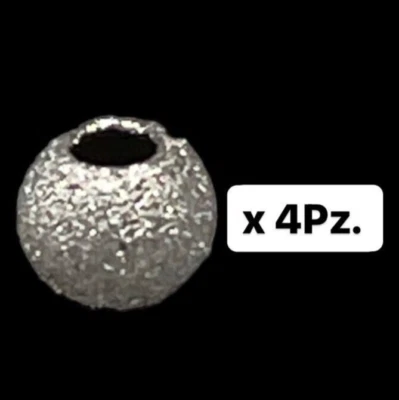 4 Sfere rondelle perle raccordo distanziatrici in argento 925 glitterate Lar.3mm - Immagine 1 di 4