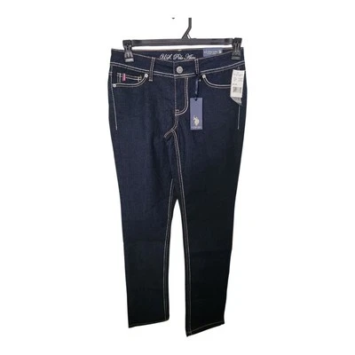 U.S. Polo Assn. Женские узкие джинсы Kate 7/8 с короткой заниженной талией темная стирка эластичные - Изображение 1 из 4