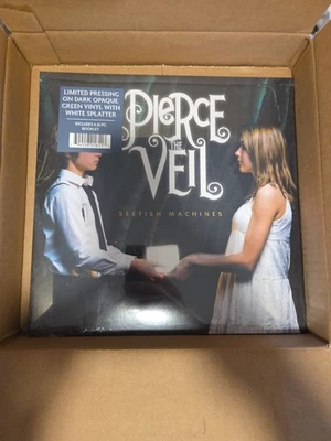 Pierce The Veil Selfish Machines Dark Opaque Green with White Splatter Vinyl New - Image 1 of 2