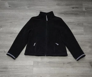 LL BEAN Polartec Sherpa Fleece Full Zip Jacket Zip Pockets Black & Pink Size L - Picture 1 of 10