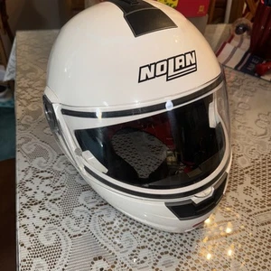 NOLAN Motorcycle Helmet XL Flip Up Face, WHITE, SENA headset installed W/ Bag - Picture 1 of 7
