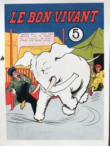 Estampe Ancienne Elephant Blanc Journal Le Bon Vivant BV10 - Picture 1 of 3