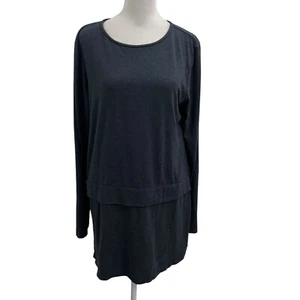 Cut Loose Layered Tunic Top Knit Long Sleeve Lagenlook Navy Blue size Medium - Picture 1 of 5