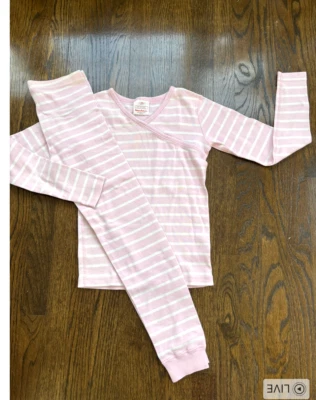 Pijama a Rayas Rosa Hanna Andersson Kimono Top Largo Johns Talla Niñas 10/12 Foto 1 de 4