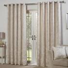 Jacquard Eyelet Curtains Butterfly Meadow Floral Ready Made Lined Curtain Pairs