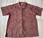 L.L. Bean Men's Collared Aztec All Over Print Size XLT Red Button