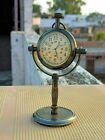 Antique Vintage Nautical Brass Glass Table Clock with Roman Numbers