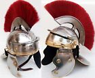 Centurion Helm mit rotem Wappen & Futter LARP SCA römisch tragbar kaiserlich gallisch