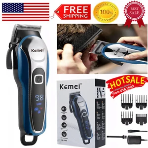 Kemei Professional Hair Clippers Trimmer Kit Men Cutting Machine Barber Salon US - Picture 1 of 47