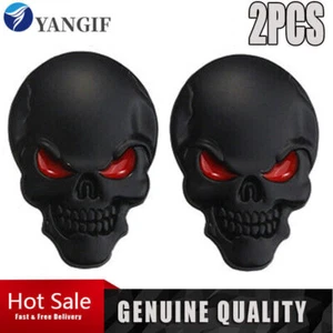 Car Badge Emblem Sticker 3D Adhesive for Bike Motorcycle Black Red Eyes Skull - Picture 1 of 7