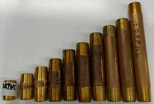 Pezón de tubo de latón de 1/2" NPT roscado ambos extremos - Imagen 1 de 9
