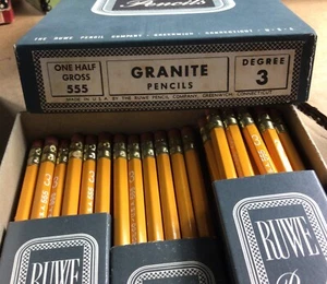 45 Vintage Ruwe Pencils Co 555. Granite pencils #3 Bonded Lead, Unsharpened - Picture 1 of 6