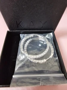 Kays Lab Created sapphire Inside Out Hoop Earrings-needs repair see pics - Picture 1 of 5