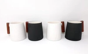 4er Set Becher Negra für 320ml schwarz + weiß mit Rosenholzgriff TeaLogic - Bild 1 von 5