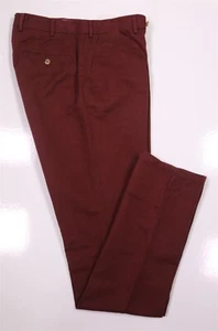 Suitsupply Porto Pantalone chino bordeaux cotone-lino piatto davanti 30x35 - Foto 1 di 8