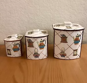 Juego de 3 botes de cerámica Mid Century Fred Roberts & Co. San Francisco - Imagen 1 de 12