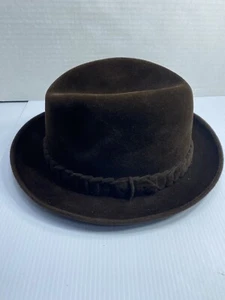 Borsalino Alessandria Hat Size 7 1/4 Medium Brown Fur Felt Made In Italy - Picture 1 of 12