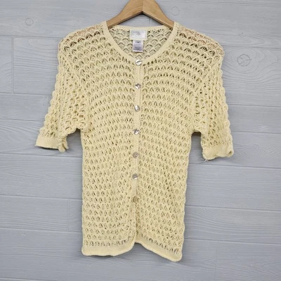 Vintage Susan Bristol Ivory Open Knit Cardigan Sweater Womens Size Medium - Image 1 of 4