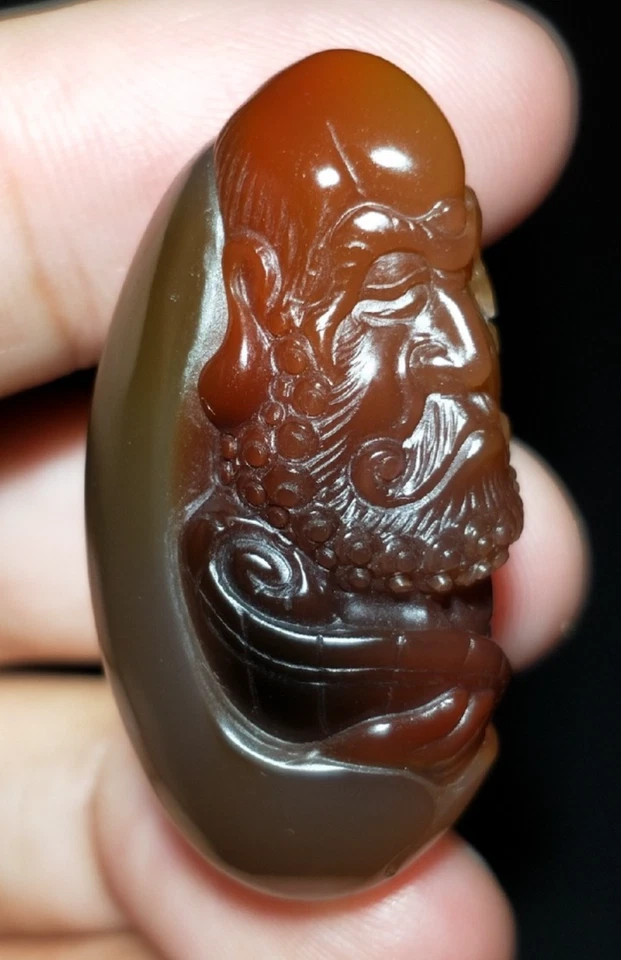 COLGANTE DHARMA TALLADO A MANO ÁGATA BRASILEÑA 100% NATURAL CERTIFICADO 18,8 g Foto 1 de 4
