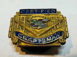 Old Vintage 1955 Cadillac Certified Craftsman Screw Back Lapel Pin Badge Award - Picture 1 of 3