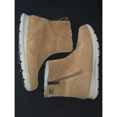 Sorel Women's Tan Suede Waterproof Faux Fur Lined Winter Boots Size 8 - Image 1 of 4