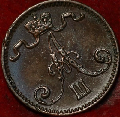 Moneda extranjera de 1 penique de Finlandia 1883 Foto 1 de 2