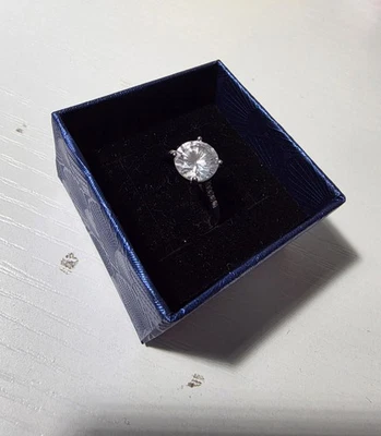 Anello Solitario BRILLANTE Zircone Bianco, Acciaio, Silver, Regolabile - Immagine 1 di 4