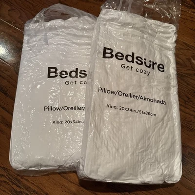 Bed sure Get Cozy 2-King 枕头 20x34 英寸,全新 — 第 1/4 张图片