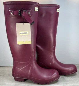 Hunter Original Tall Wellies / Rain Purple Loganberry Peppercorn Boots Women 10 - Picture 1 of 13