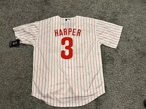 NWT Men’s Nike Bryce Harper Phillies White Pin stripe Jersey XLarge. XL - Picture 1 of 2