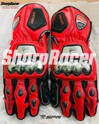 Ducati Corse Motorcycle Motorbike Racing Leather Gloves - Image 1 of 2