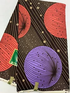 Tessuto Stampa Africana VIOLA CORALLO ROSA MARRONE SCURO Poli Cotone (45 in.) 6 IARDE - Foto 1 di 2