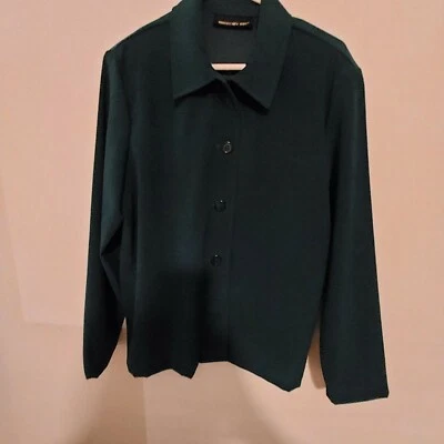 Chaqueta Blazer Briggs New York Para Mujer Talla L Verde azulado Imitación Gamuza Foto 1 de 4