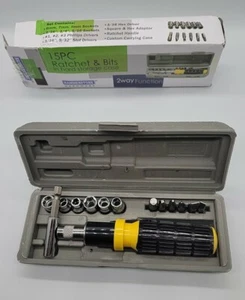 Kit de trinquete con mini juego de brocas en estuche rígido de almacenamiento 15 brocas función bidireccional nuevo - Imagen 1 de 3