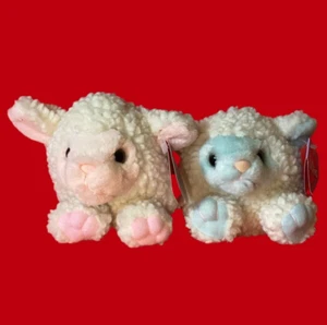 Easter Lambs PUFFKINS Plush Bluebelle and Priscilla set 2 Easter Vintage - Picture 1 of 10