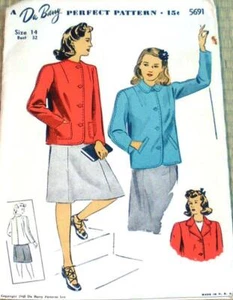 Vintage 1943 DU BARRY Ladies Fashion Jacket Pattern Size 14, Bust 32 - Picture 1 of 7