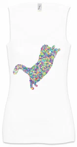 Colored Cat I Women Tank Top Toon Cartoon Comic Look Techno Rave Raver Rainbow - Picture 1 of 1