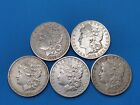 1878-1904 Morgan Silver Dollars F-VF (fin - très fin) Avant 1921 Lot de 5 Pièces