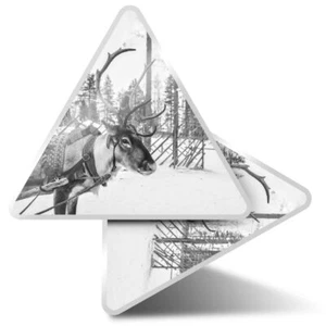 2 x Dreieck Aufkleber 7,5 cm - BW - Rentier in Lappland Weihnachten #37597 - Bild 1 von 9