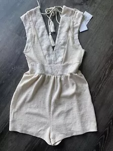 Nwt Womens Zara Lace Crochet White Beige Romper Jumpsuit Medium - Picture 1 of 2