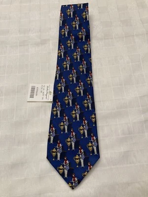 NUEVO Salvatore Ferragamo 100% Seda Azul Tenis Campeón Trofeo Hombre’s Corbata Cuello Foto 1 de 4